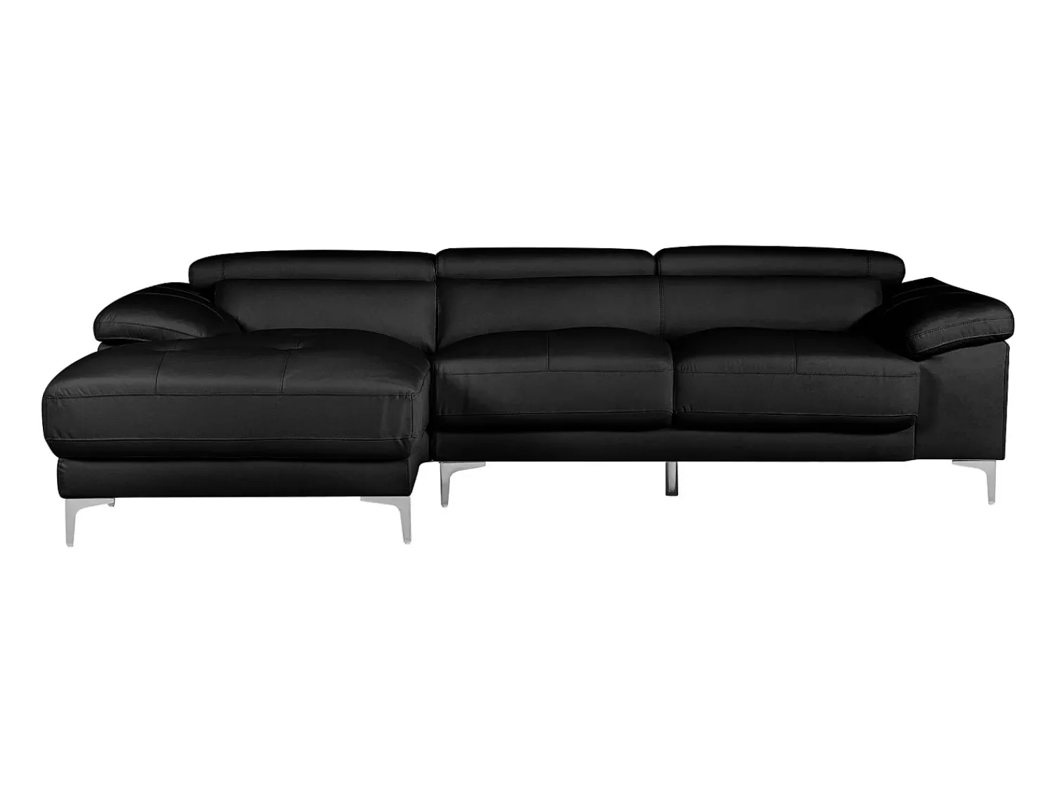 Outlet LINEA SOFA Sofá de canto em pele - Canto esquerdo - SOLANGE Preto