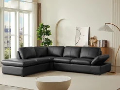 Sofá*LINEA SOFA Sofá de canto em pele - canto esquerdo - ONYX II Preto