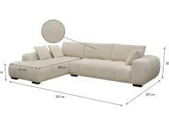 Sale Habitat et jardin Sofá de canto em tecido "Monceau" – 3 lugares – Bege