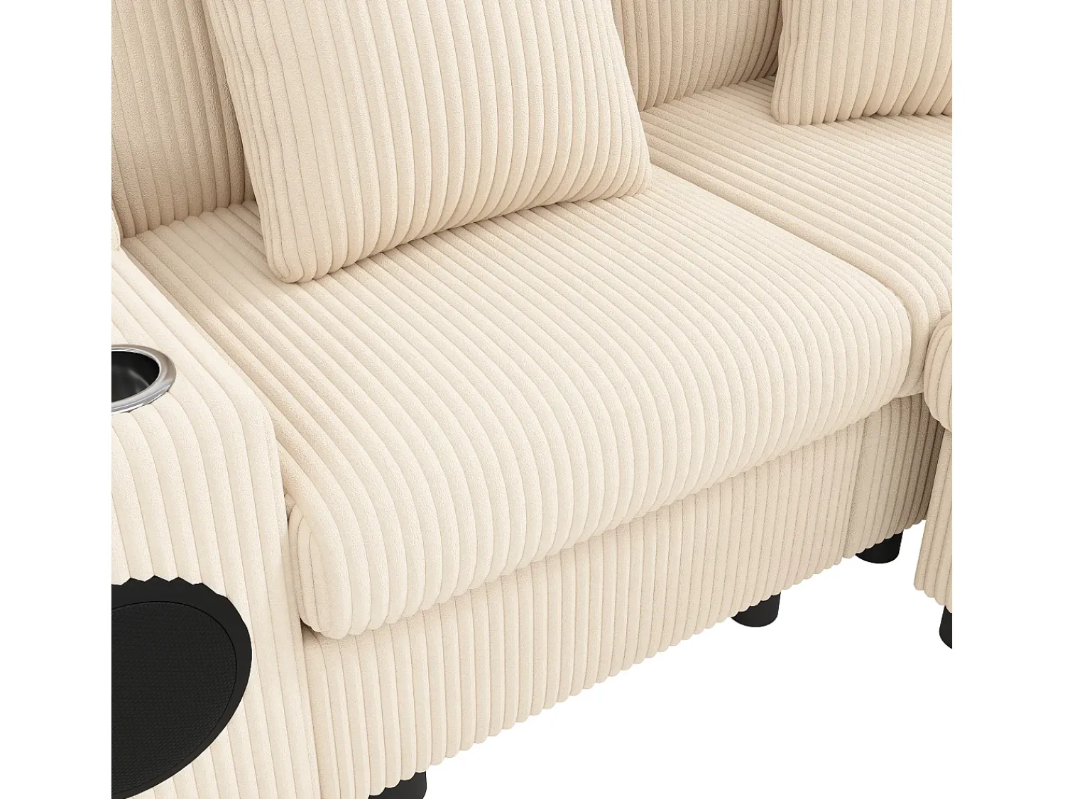 Sofá|ModernLuxe Sofá de canto em U ou L - con alto-falante Bluetooth - con espacio de armazenamento - carregador sem fio + porta USB - con porta-copos - con almofadas - Bege