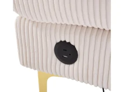 Sofá de canto em veludo - Sofá de canto com iluminação LED e 4 almofadas - Porta USB e apoios de braços -^ Sofá