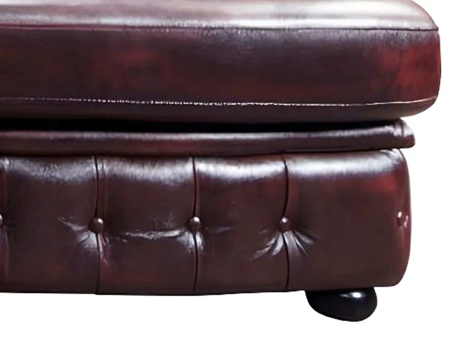 Sofá*LINEA SOFA Sofá de canto esquerdo chesterfield 100% pele cereja BRENTON Bordeaux
