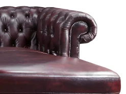 Sofá*LINEA SOFA Sofá de canto esquerdo chesterfield 100% pele cereja BRENTON Bordeaux