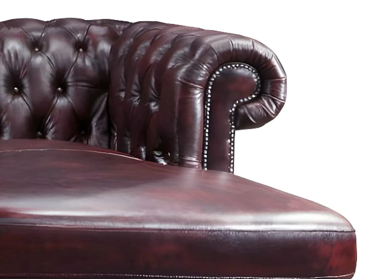 Sofá*LINEA SOFA Sofá de canto esquerdo chesterfield 100% pele cereja BRENTON Bordeaux
