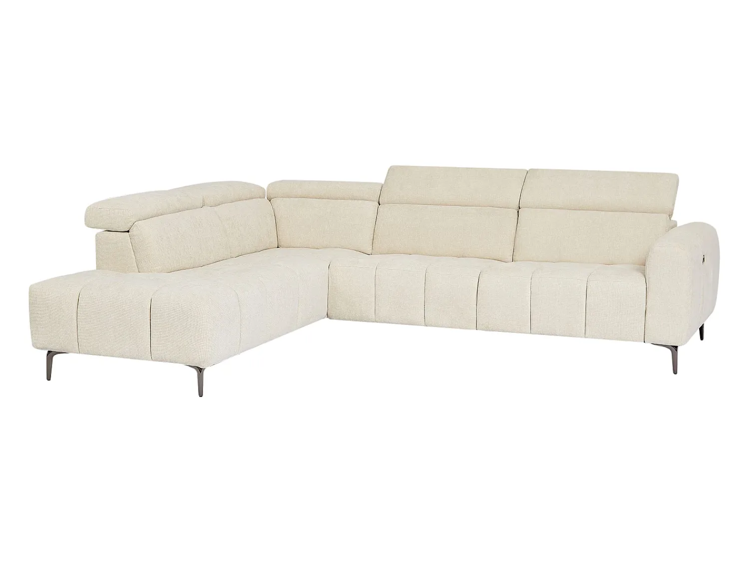 Sofá*Vente-unique Sofá de canto esquerdo com relaxamento elétrico em tecido texturizado CALDORIA Bege