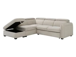 Vente-unique Sofá de canto esquerdo convertível e puff em tecido BALOTIA^ Sofá