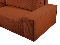 Outlet Vente-unique Sofá de canto esquerdo convertível em veludo canelado AMELIA Terracota