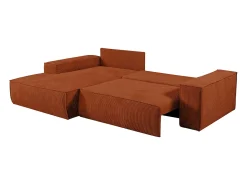 Outlet Vente-unique Sofá de canto esquerdo convertível em veludo canelado AMELIA Terracota