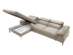 Sofá|Vente-unique Sofá de canto esquerdo convertível veludo design SEPINA de Pascal Morabito Bege