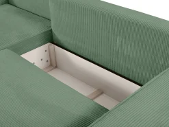 Sofá|Vente-unique Sofá de canto esquerdo convertível em veludo canelado verde amêndoa AMELIA Verde amu00eandoa