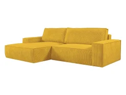 Sofá*Vente-unique Sofá de canto esquerdo convertível em veludo canelado AMELIA Amarelo