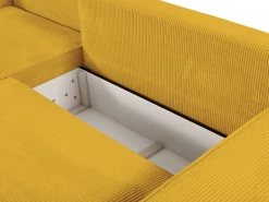 Sofá*Vente-unique Sofá de canto esquerdo convertível em veludo canelado AMELIA Amarelo