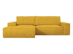 Sofá*Vente-unique Sofá de canto esquerdo convertível em veludo canelado AMELIA Amarelo