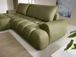 Sofá*Vente-unique Sofá de canto esquerdo conversível em tecido chenille bege FARNETA Verde