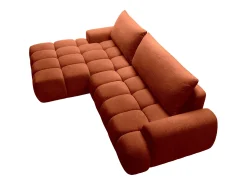 Clearance Vente-unique Sofá de canto esquerdo conversível deslizante em tecido chenille FARNETA Terracota