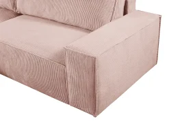 Sofá*Vente-unique Sofá de canto esquerdo convertível em veludo canelado cor-de-rosa pó AMELIA Rosa claro