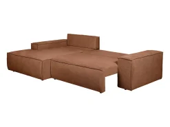 Best Vente-unique Sofá de canto esquerdo convertível tecido texturizado AMELIA Terracota