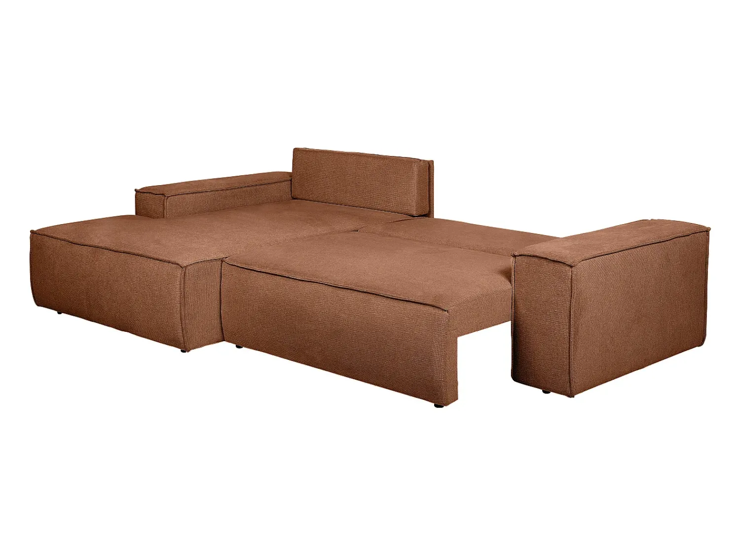 Best Vente-unique Sofá de canto esquerdo convertível tecido texturizado AMELIA Terracota