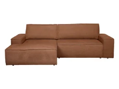 Best Vente-unique Sofá de canto esquerdo convertível tecido texturizado AMELIA Terracota