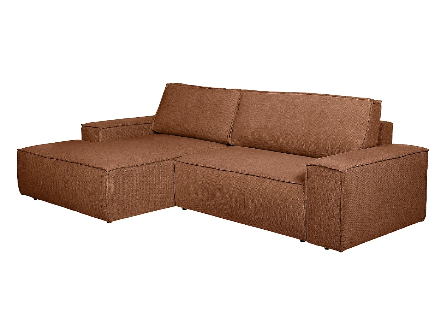 Best Vente-unique Sofá de canto esquerdo convertível tecido texturizado AMELIA Terracota