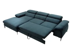 Outlet Vente-unique Sofá de canto esquerdo convertível em veludo azul-escuro design SEPINA de Pascal Morabito Azul escuro