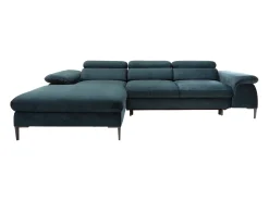 Outlet Vente-unique Sofá de canto esquerdo convertível em veludo azul-escuro design SEPINA de Pascal Morabito Azul escuro