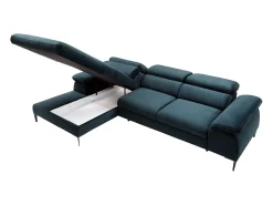 Outlet Vente-unique Sofá de canto esquerdo convertível em veludo azul-escuro design SEPINA de Pascal Morabito Azul escuro