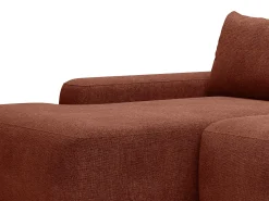 Vente-unique Sofá de canto esquerdo convertível tecido texturizado DAVISO Terracota