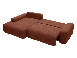 Vente-unique Sofá de canto esquerdo convertível tecido texturizado DAVISO Terracota