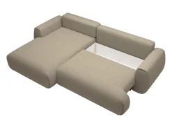 Sofá*Vente-unique Sofá de canto esquerdo convertível deslizante em tecido chenille cor de tartufo MONELIA Taupe