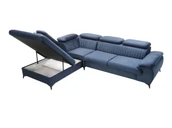 Discount Vente-unique Sofá de canto esquerdo convertível veludo azul-escuro SAMARA de Pascal Morabito Azul escuro