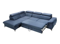 Discount Vente-unique Sofá de canto esquerdo convertível veludo azul-escuro SAMARA de Pascal Morabito Azul escuro