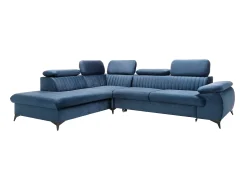 Discount Vente-unique Sofá de canto esquerdo convertível veludo azul-escuro SAMARA de Pascal Morabito Azul escuro