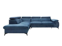 Discount Vente-unique Sofá de canto esquerdo convertível veludo azul-escuro SAMARA de Pascal Morabito Azul escuro