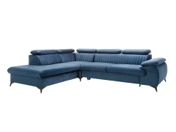 Discount Vente-unique Sofá de canto esquerdo convertível veludo azul-escuro SAMARA de Pascal Morabito Azul escuro