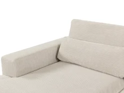 Vente-unique Sofá de canto esquerdo conversível em veludo cotelê beige SELIORA^ Sofá