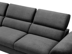 Sofá|Vente-unique Sofá de canto esquerdo convertível em veludo antracite design SEPINA de Pascal Morabito Cinza antracite