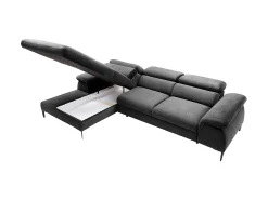 Sofá|Vente-unique Sofá de canto esquerdo convertível em veludo antracite design SEPINA de Pascal Morabito Cinza antracite