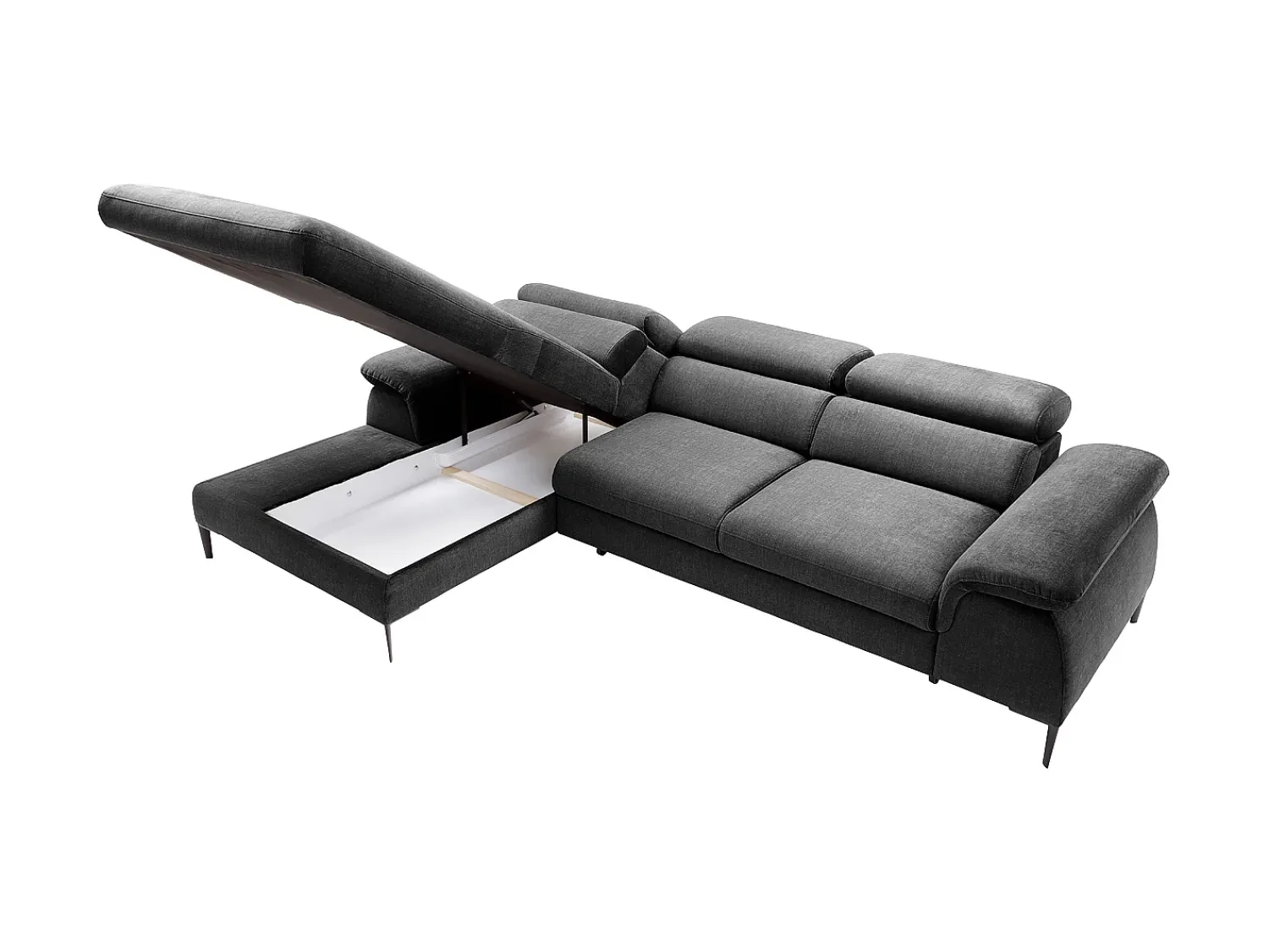 Sofá|Vente-unique Sofá de canto esquerdo convertível em veludo antracite design SEPINA de Pascal Morabito Cinza antracite
