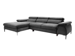 Sofá|Vente-unique Sofá de canto esquerdo convertível em veludo antracite design SEPINA de Pascal Morabito Cinza antracite