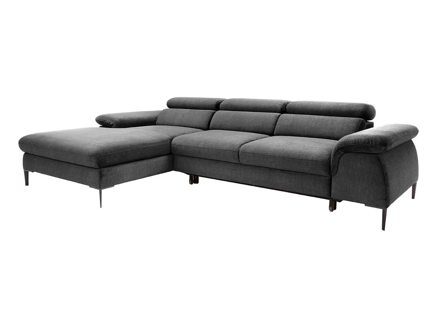 Sofá|Vente-unique Sofá de canto esquerdo convertível em veludo antracite design SEPINA de Pascal Morabito Cinza antracite