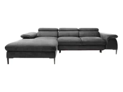 Sofá|Vente-unique Sofá de canto esquerdo convertível em veludo antracite design SEPINA de Pascal Morabito Cinza antracite
