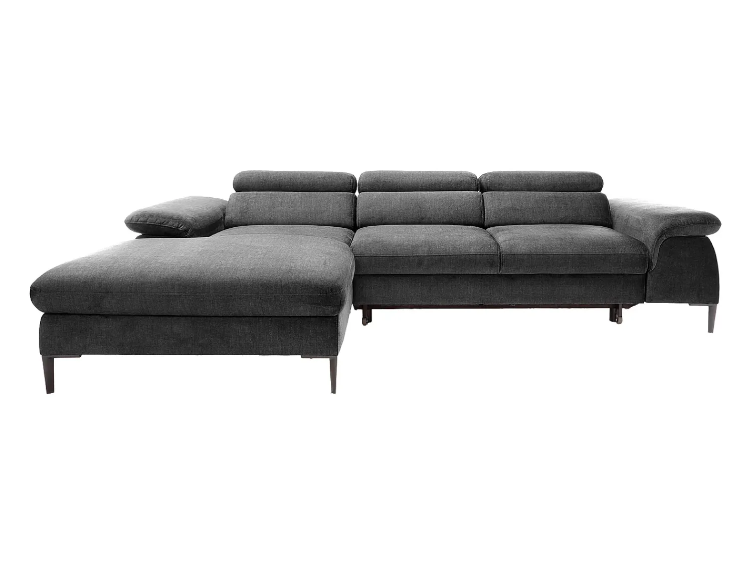 Sofá|Vente-unique Sofá de canto esquerdo convertível em veludo antracite design SEPINA de Pascal Morabito Cinza antracite