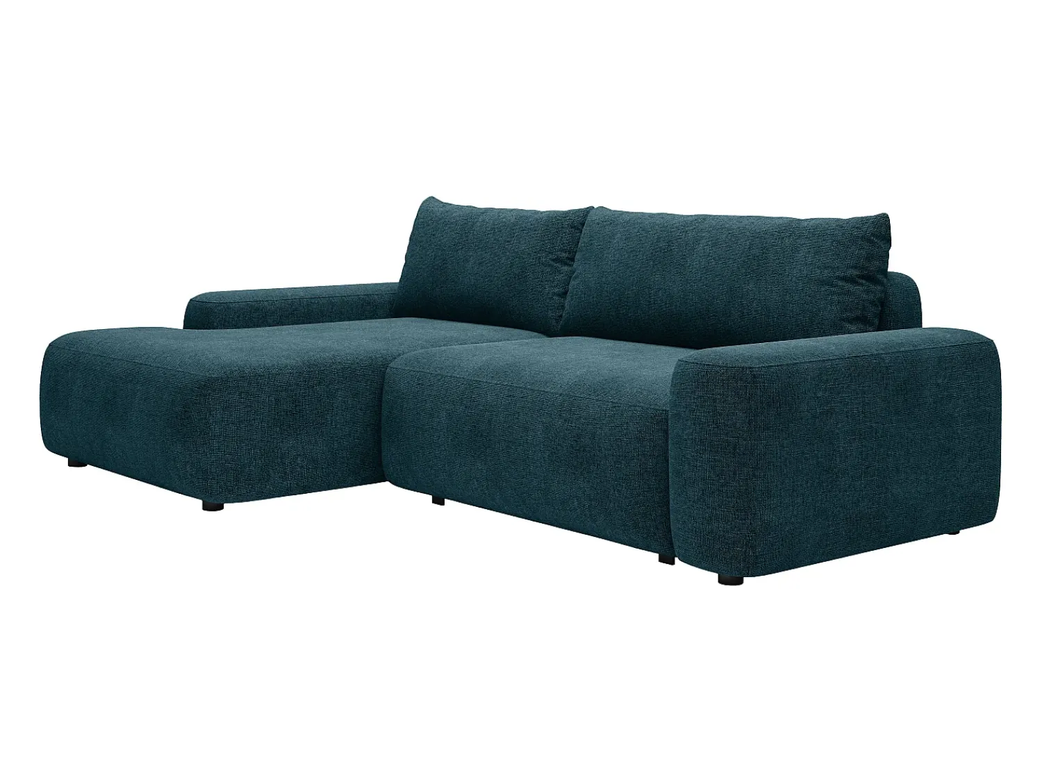 Discount Vente-unique Sofá de canto esquerdo convertível tecido texturizado DAVISO Azul