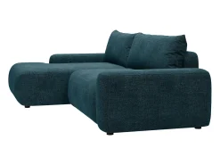 Discount Vente-unique Sofá de canto esquerdo convertível tecido texturizado DAVISO Azul
