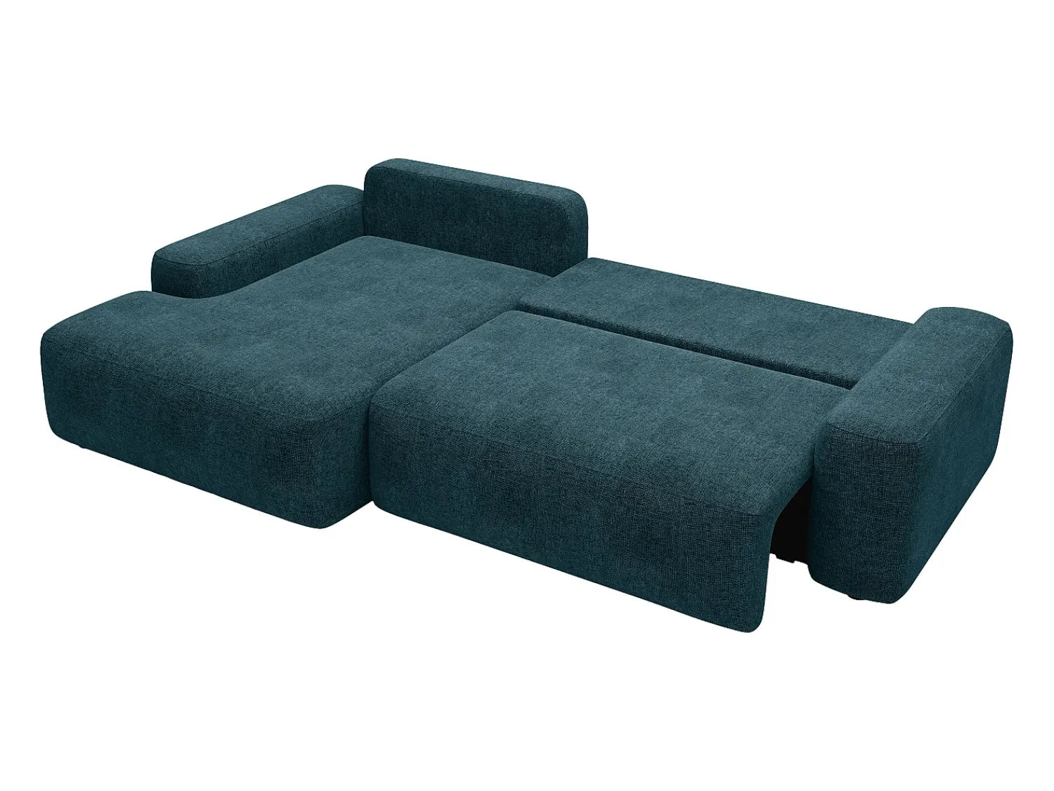 Discount Vente-unique Sofá de canto esquerdo convertível tecido texturizado DAVISO Azul
