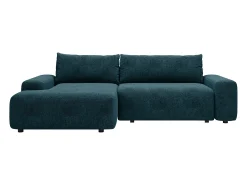 Discount Vente-unique Sofá de canto esquerdo convertível tecido texturizado DAVISO Azul