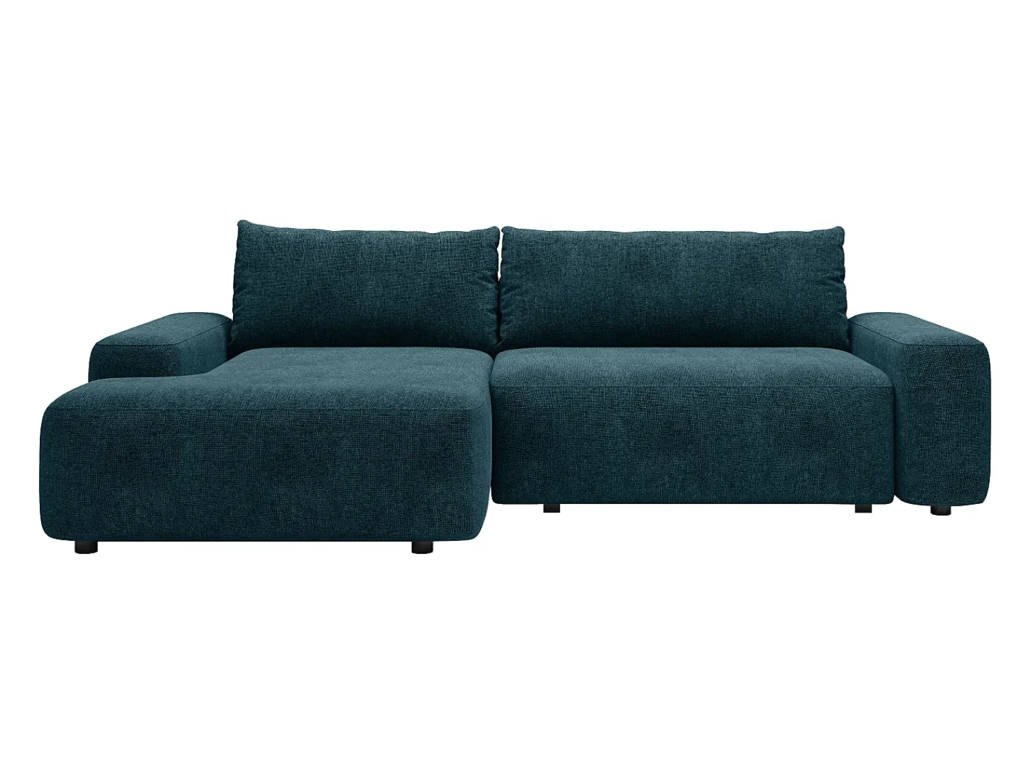 Discount Vente-unique Sofá de canto esquerdo convertível tecido texturizado DAVISO Azul