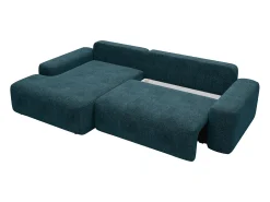 Discount Vente-unique Sofá de canto esquerdo convertível tecido texturizado DAVISO Azul