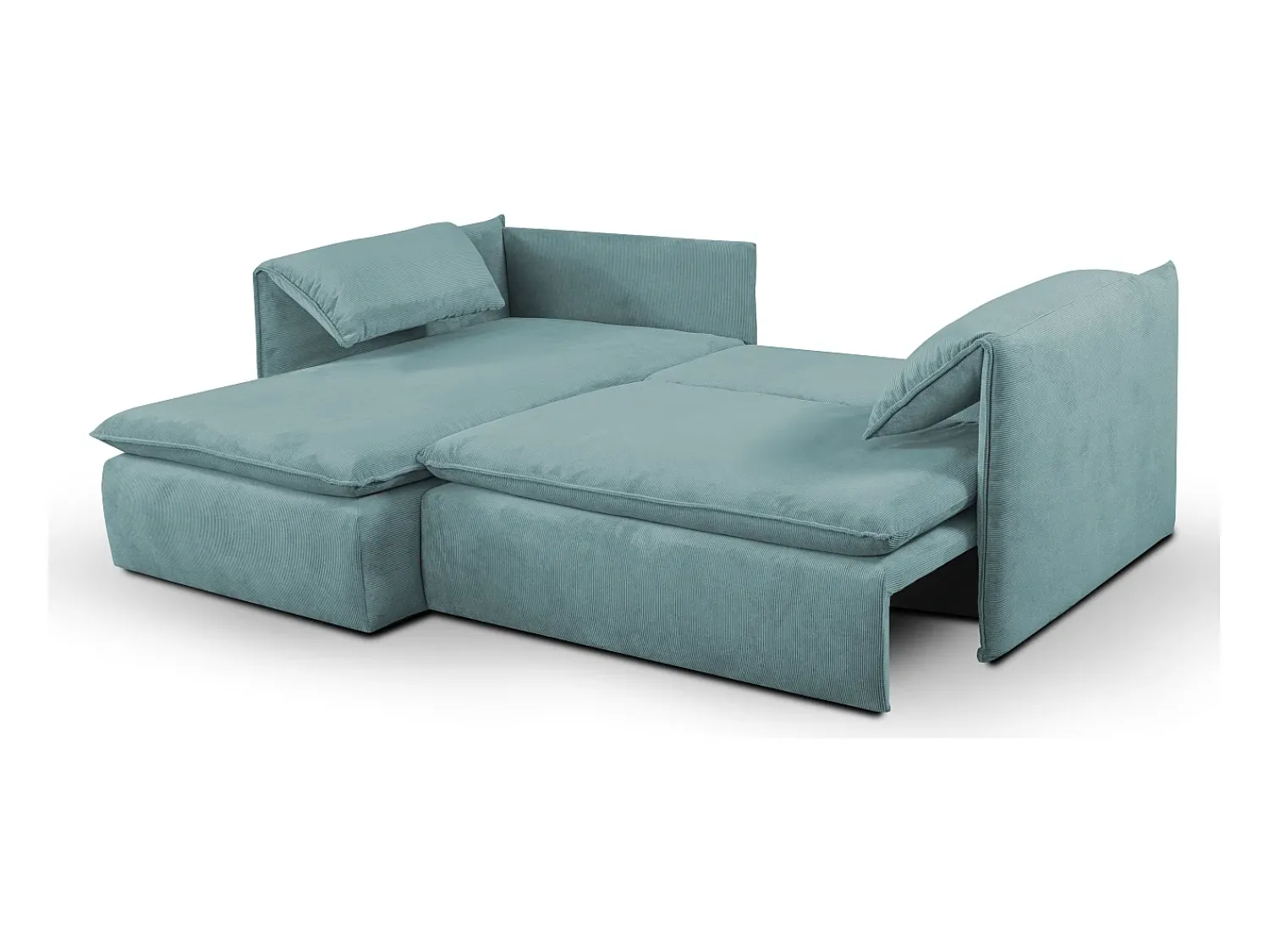 Vente-unique Sofá de canto esquerdo convertível em veludo canelado azul - TEODORA de PASCAL MORABITO^ Sofá